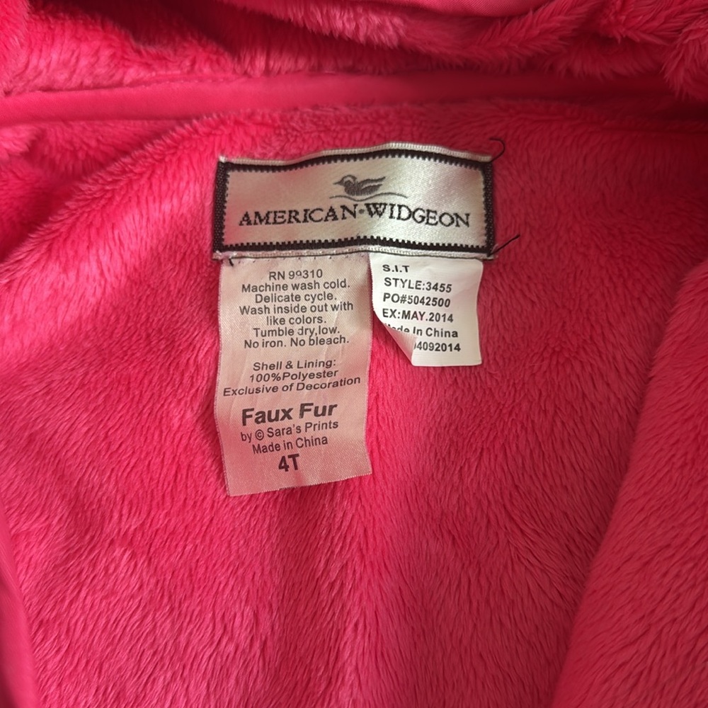 EUC Widgeon- American Widgeon Girls Quilted Tapered Coat with hood and faux fur - Picture 2 of 3